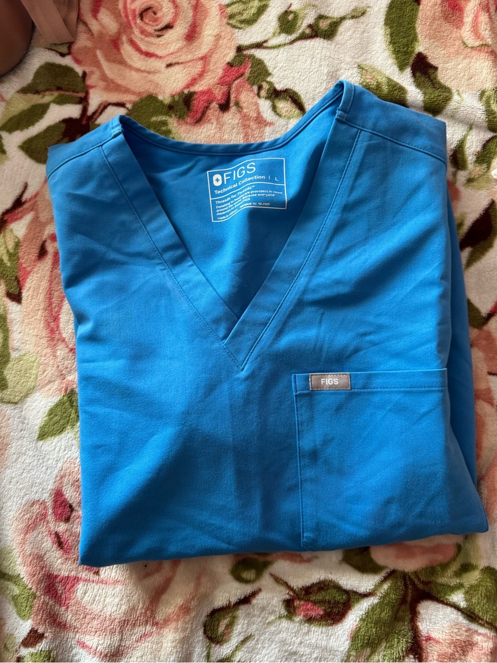 Figs V-neck Scrub Top in Alps Blue